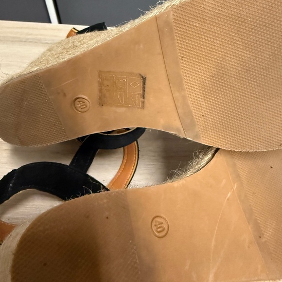 Ethan Valdes Barcelona Laguna Elegant Black Woven Wedge Heel Espadrille Sandals - Picture 6 of 7